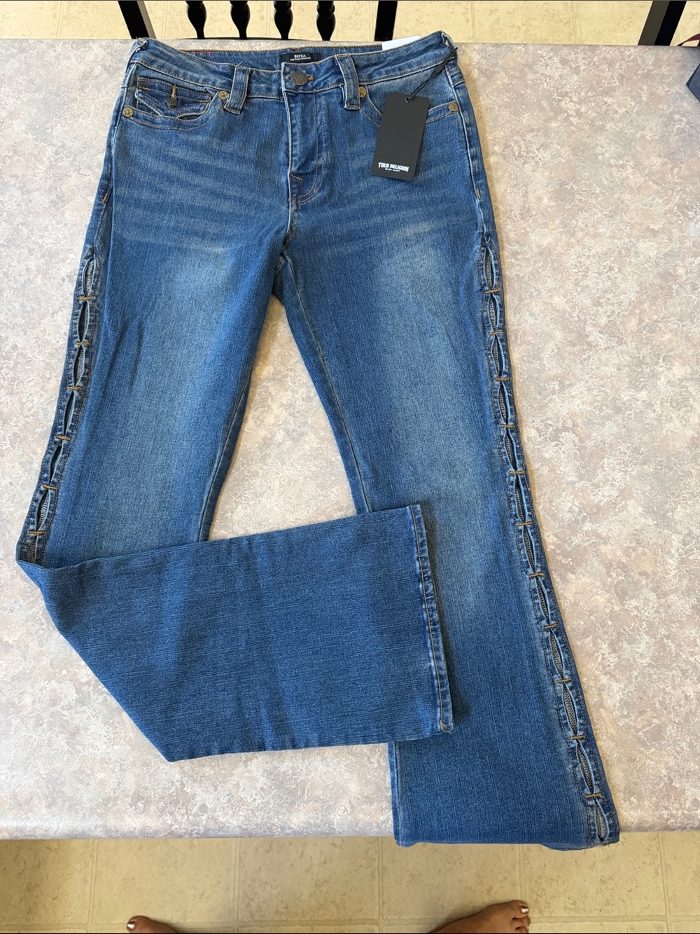 NWT True Religion BECCA Mid Rise Bootcut Jeans in Blue Denim